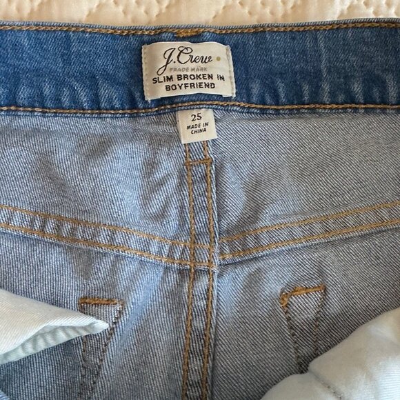 J. Crew Womens Broken In Boyfriend Jeans 25 Blue Medium Wash Distressed - Picture 7 of 12